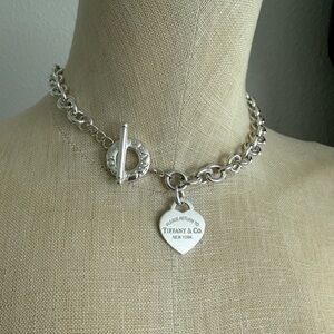 Tiffany & Co. Silver Heart Tag Toggle Necklace